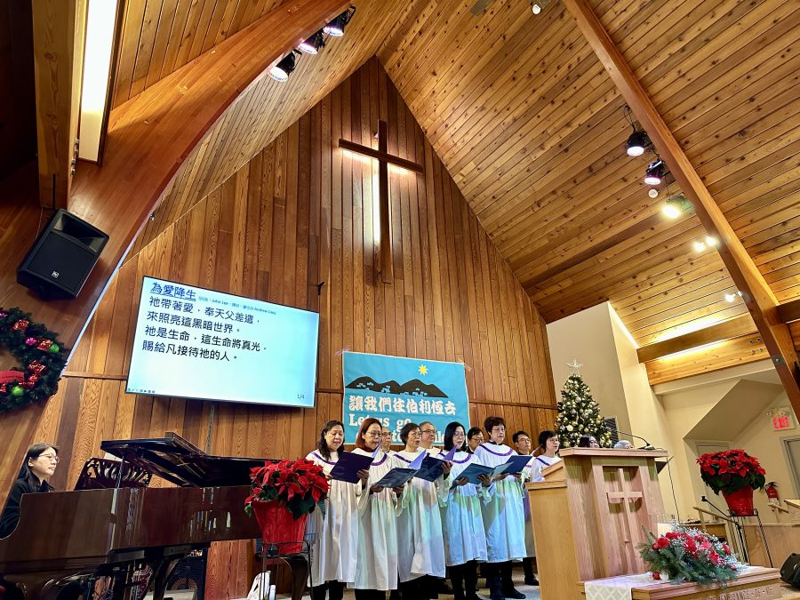 Choir leading worship in song